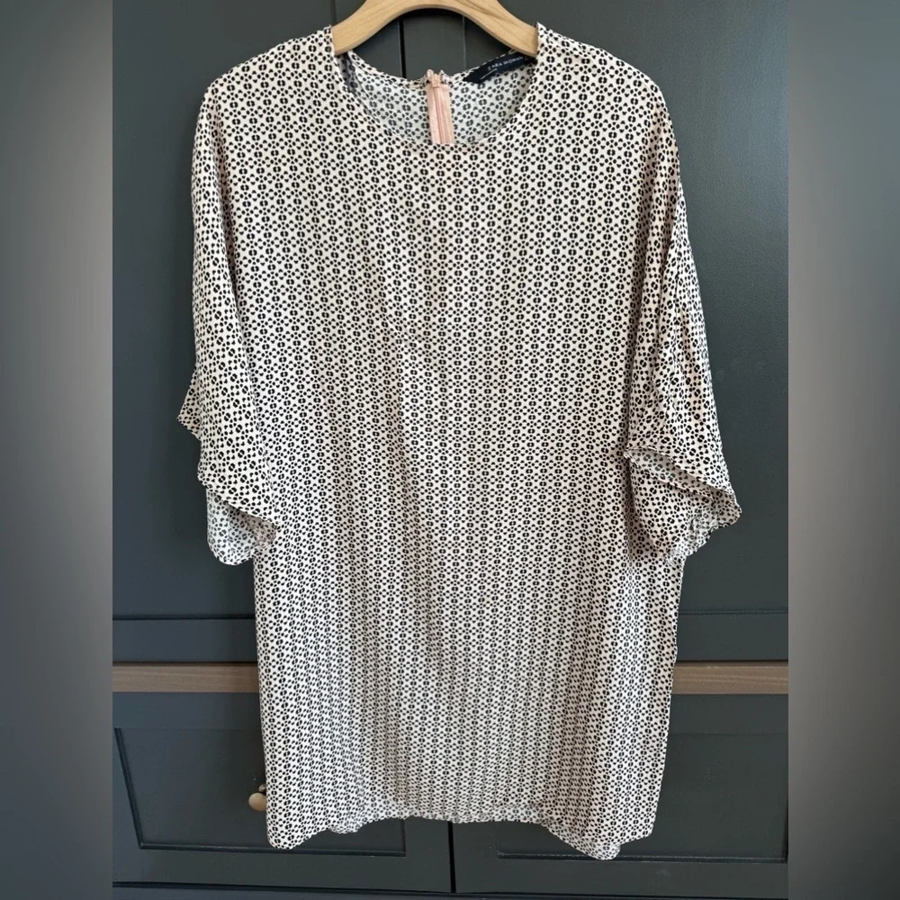 Zara Woman Animal Geometric Print Dress Tunic • L • wide sleeve/wing